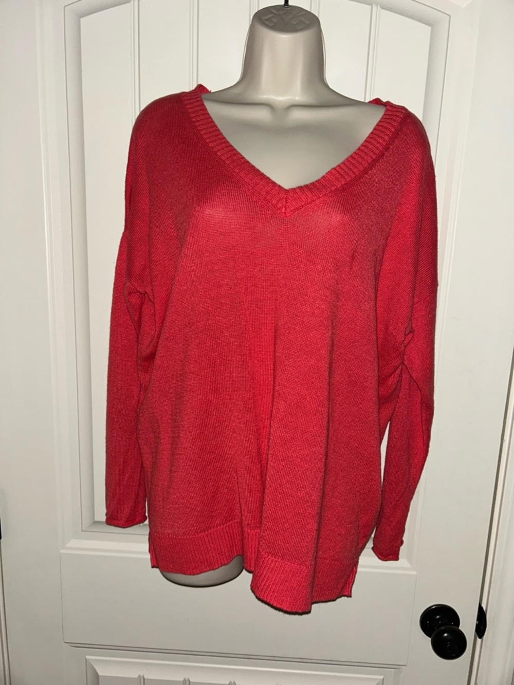 NEW Eileen Fisher 100% Organic Linen Women's V-Neck Coral Sweater Sz PL